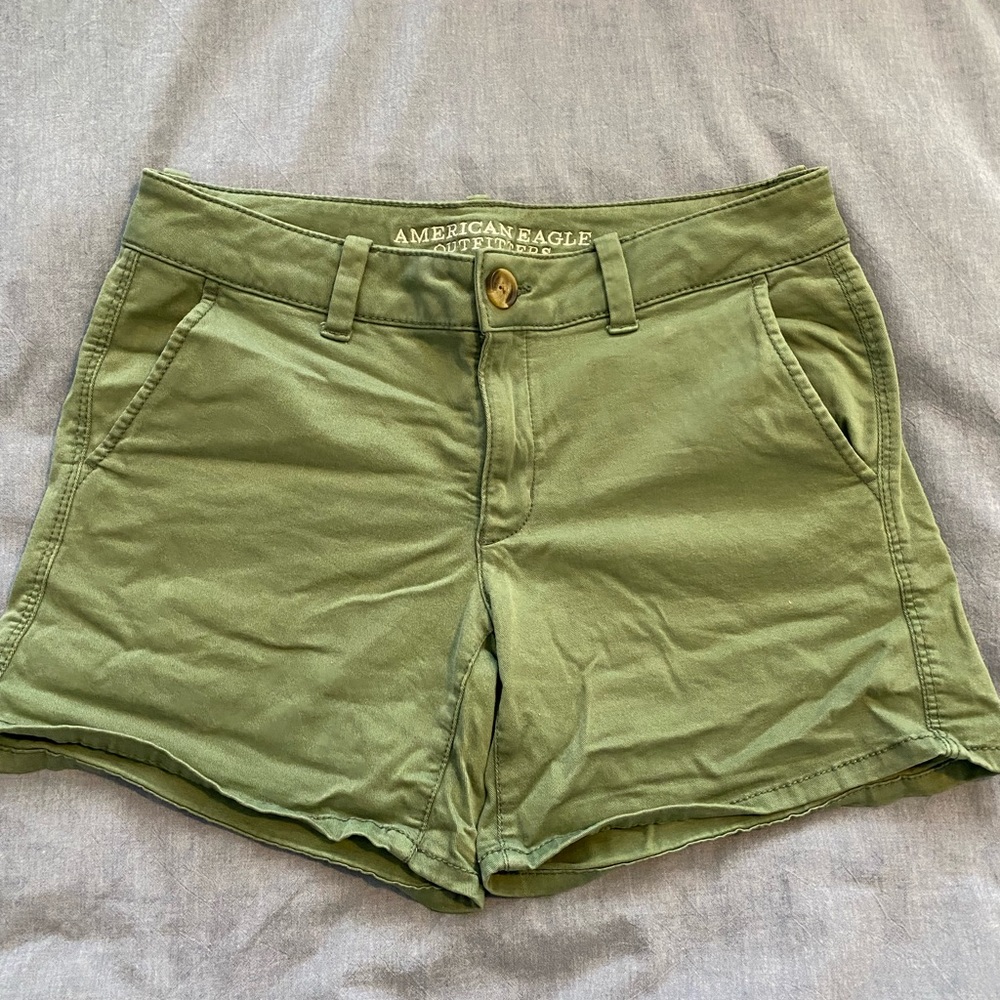 American eagle green midi canvas shorts